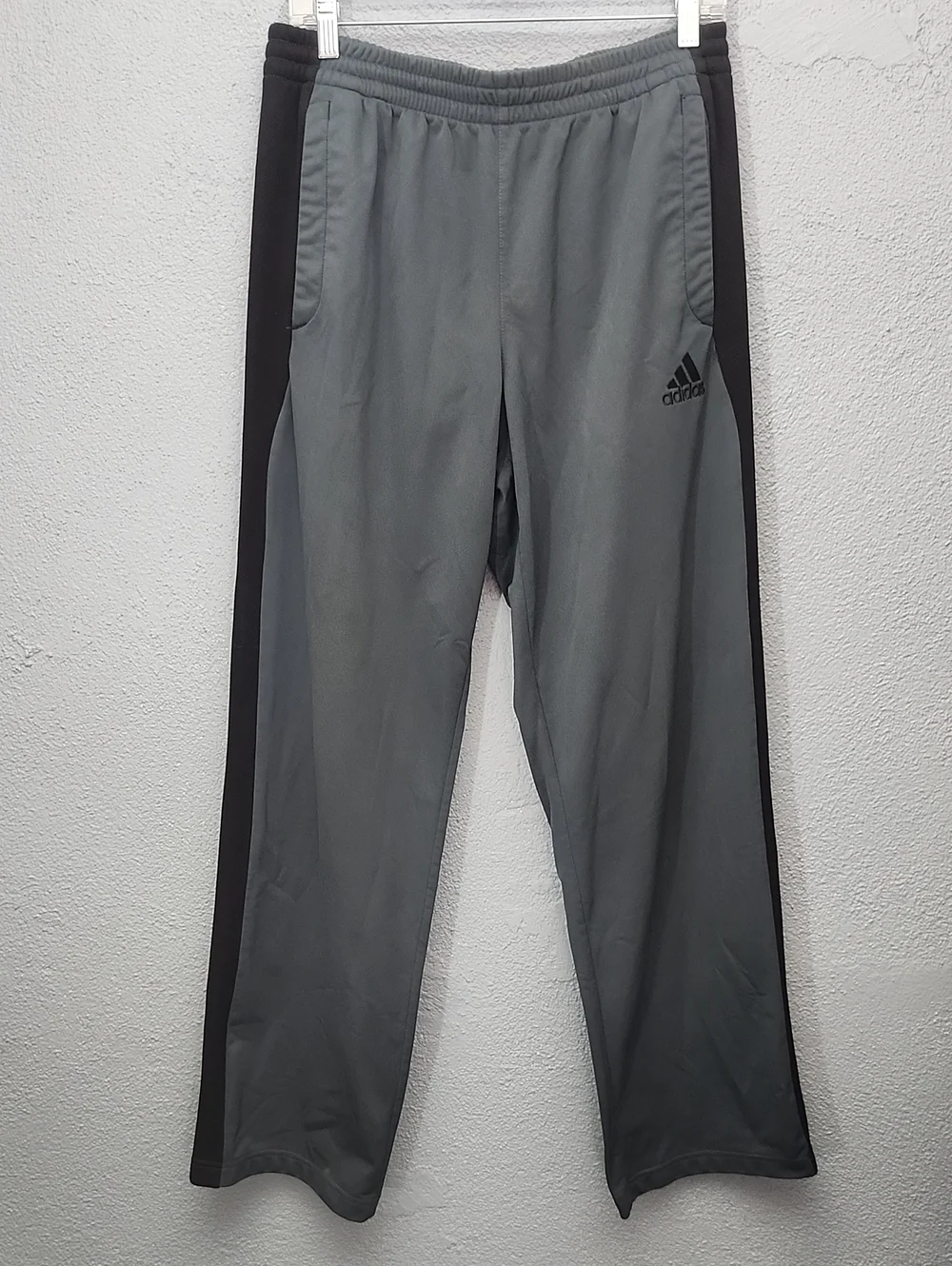 adidas Gray Track Pants with Black Side Stripes